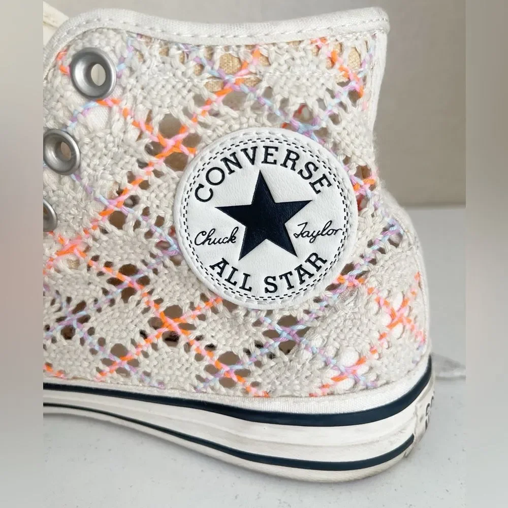 Converse Boho Crochet Hightop Women's Chuck Taylor All Star' cream pink lavender - Picture 4 of 12